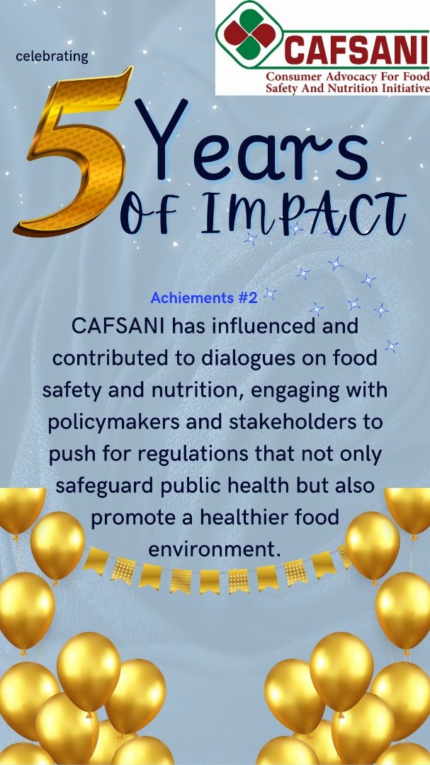 glytabs's tweet image. CAFSANI @ 5!!!

CAFSANI is a sister company of Glytabs Consulting Limited.

Join us as we mark this special milestone—It’s our 5th anniversary! 🎉 

#5YearsOfImpact 
#CAFSANIAnniversary