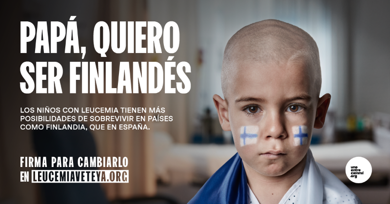 unoentrecienmil's tweet photo. ¿Sabías que un niño con Leucemia en Finlandia tienes más posibilidades de sobrevivir que un niño en España? Firma la petición para conseguir implantar el protocolo All Together en nuestro país. #LeucemiaVeteYa