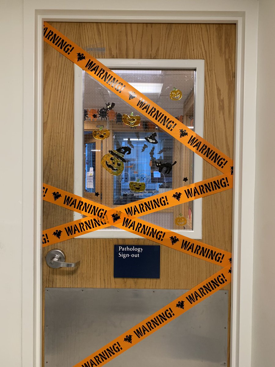 judith_ferry's tweet photo. #MassGeneralPathology residents have gone all out, decorating the residents’ room for #Halloween! Imagine signing out with a bloody skull over your left shoulder. https://t.co/3dPrINcZnB