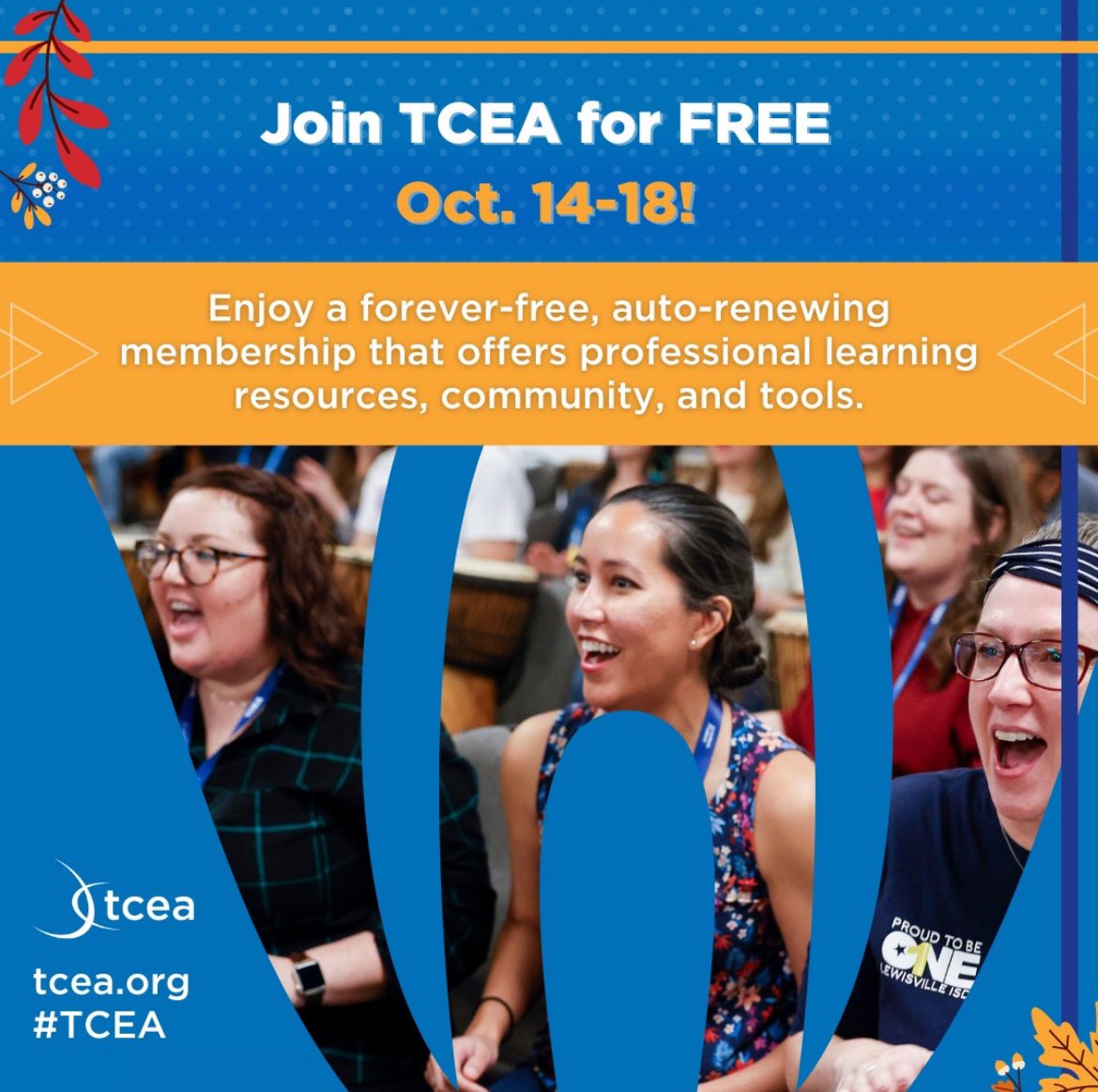 Only 4 more days to snag a FREE #TCEA membership! 

💼 Anyone in Education
🌎 Any Location, Not Just Texas

tcea.org/membership/
#educhat #TEACHers #education