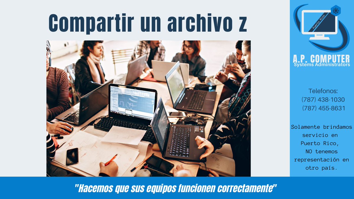 apcomputerprusa's tweet image. ¿Deseas compartir un archivo entre varias computadoras? Llame al (787) 438-1030 / (787) 455-8631 (Cita). 
Horarios de servicio: lunes a viernes de 9am – 5pm   #APComputer #APComputerSystemsAdministrators  #APComputerSystems #APComputerPR #APComputerPRUSA