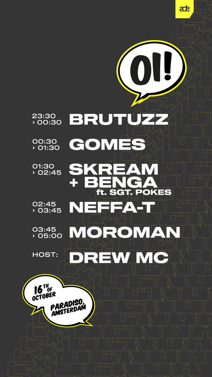 Timetable for tomorrow 🚀
Get the last tickets: paradiso.nl/en/program/oi-…