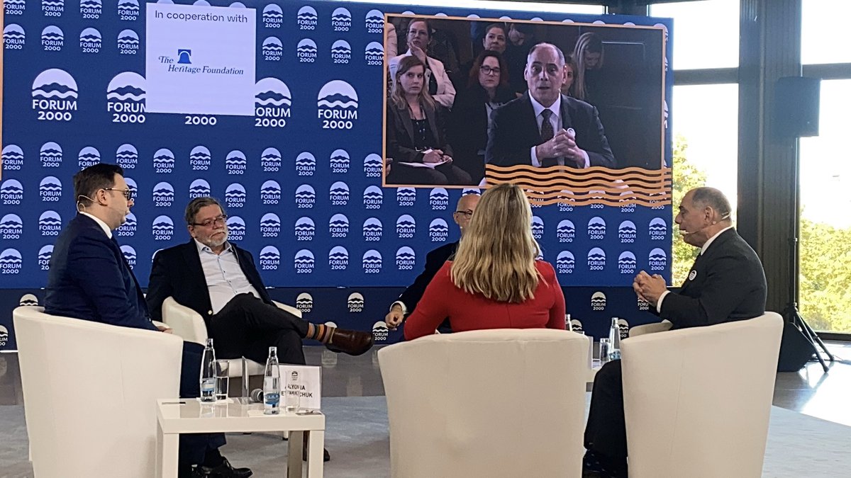 James Jay Carafano, SC to the President <a href="/Heritage/">Heritage Foundation</a>, argues #NATO &amp; #Ukraine will not be # 1  priorities for U.S. foreign policy after #USElection2024. Trump administration will focus on the Middle East. Kamala will do continuum. #Forum2000 #TheHeritageFoundation <a href="/Forum_2000/">Forum 2000</a>