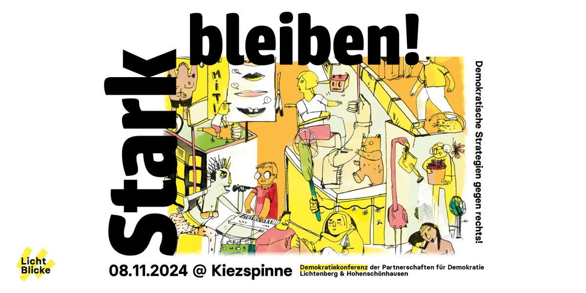 ❤️‍🔥 Stark bleiben! Demokratiekonferenz 2024 ❤️‍🔥

In  einer Zeit, in der demokratische Werte zunehmend bedroht sind, ist es wichtig, aktiv für eine demokratische &amp; vielfältige Gesellschaft einzutreten. 

08.11.24, 09-14Uhr, Kiezspinne 

Infos &amp; Anmeldung: licht-blicke.org