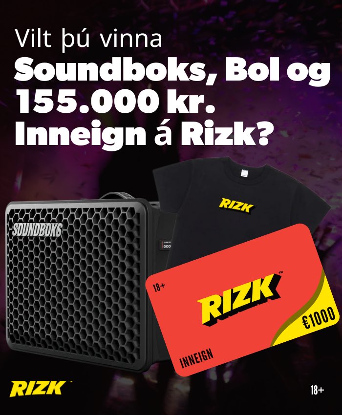 🚨GJAFALEIKUR🚨

VILT ÞÚ VINNA SOUNDBOKS, €500 INNEIGN Á RIZK OG RIZK BOL?

Við ætlum að gefa TVEIMUR heppnum FYLGJENDUM okkar. Eftirfarandi;
Annar þeirra vinnur þann stóra
⛔️Soundboks GO
⛔️€500 Inneign á RIZK
⛔️RIZK Bol

Hinn vinnur þann minni
⛔️€500 inneign á RIZK 
⛔️ RIZK