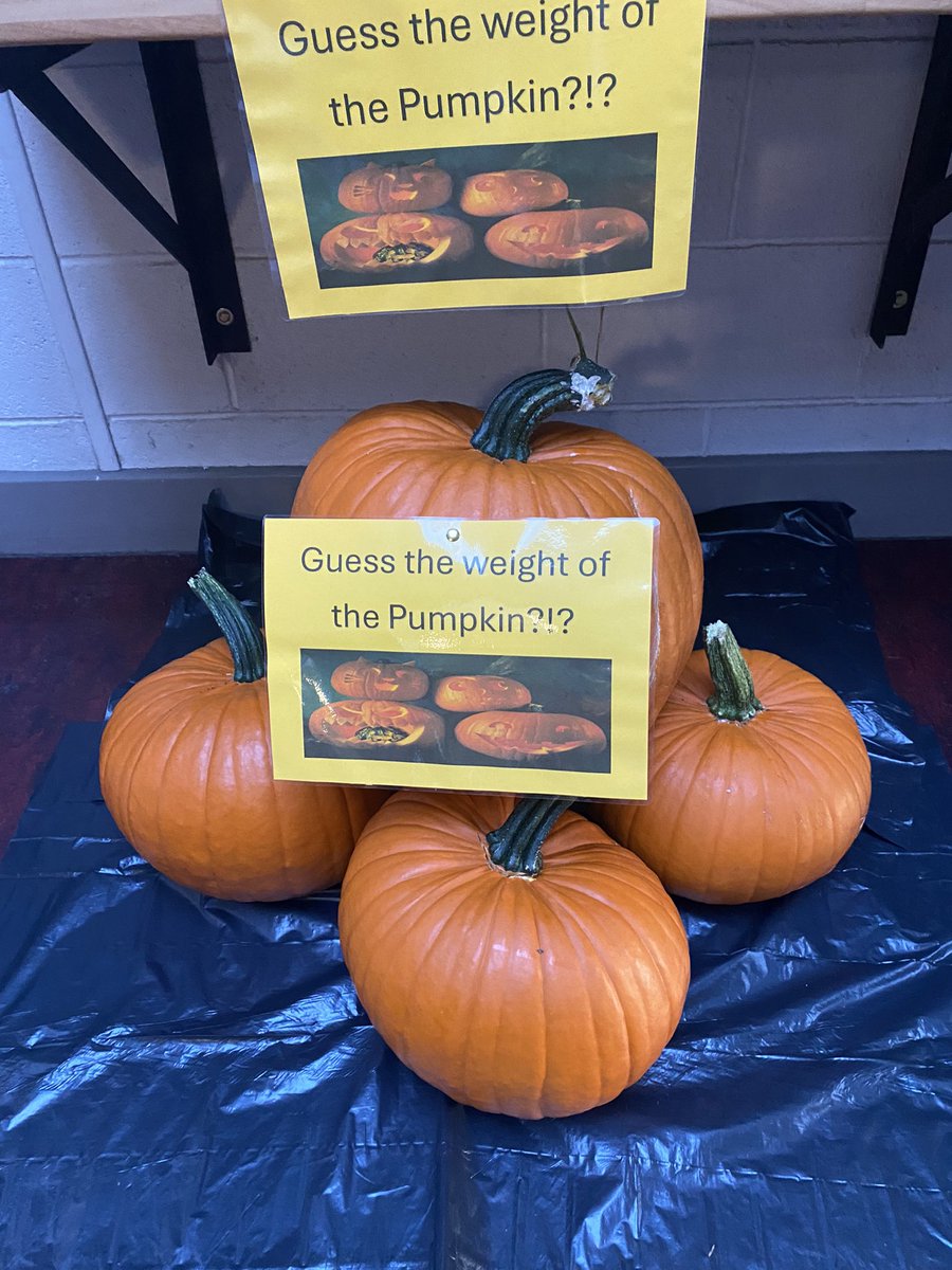 RathmoreSchool's tweet photo. Maths Week and Hallowe’en with our pumpkins grown in the school garden. 🎃🎃
#MathsWeek
#PlayingWithMaths
@mathsweek
@EadestownGAA
@OidePrimarySTEM
@GreenSchoolsIre https://t.co/m7xXMD7iPn