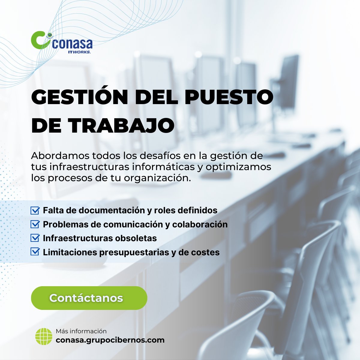 ¿Cuáles dirías que son los mayores #desafíos en la gestión de tu #InfraestructuraInformática actual?🖥️
Gestión del Puesto de Trabajo de #Conasa puede abordar todos esos retos y optimizar los procesos de tu empresa.👉+INFO: hubs.la/Q02TjMpQ0