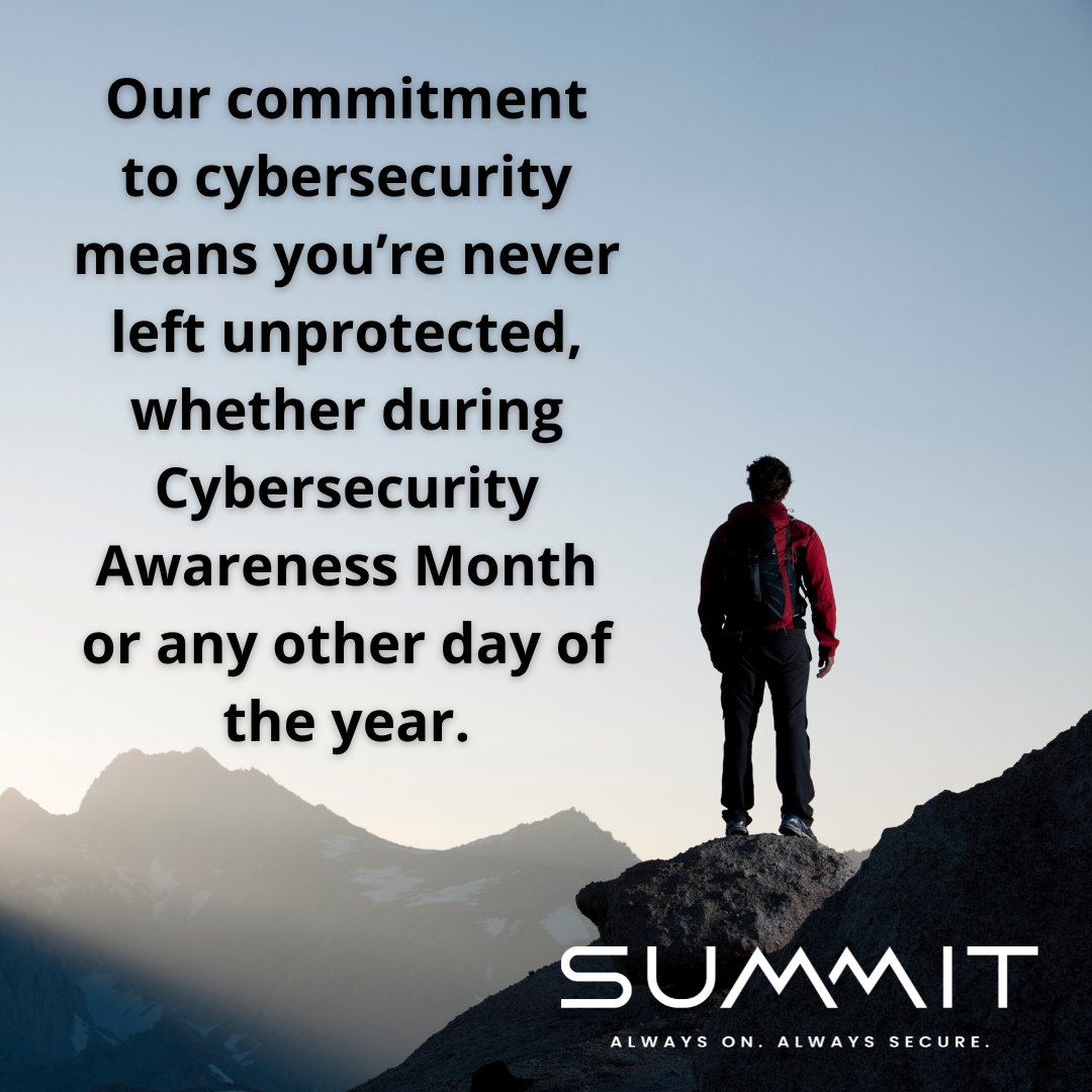 🌐 October is National #CybersecurityAwarenessMonth! At Summit, we believe cybersecurity is a year-round commitment, not just a monthly focus. Check out our newest blog to learn how our comprehensive approach can protect your business: gosummit.co/4f11u6S
