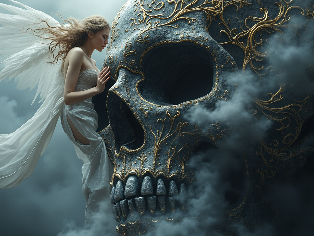 dainiusex7's tweet photo. QT your π art
"Whispers of Fate: The Angel and the Titan Skull"
#CelestialTouch #SkullOfLegends #AIart #AIArtwork #AIγ€γ©γΉγ https://t.co/lFAs19L9fA