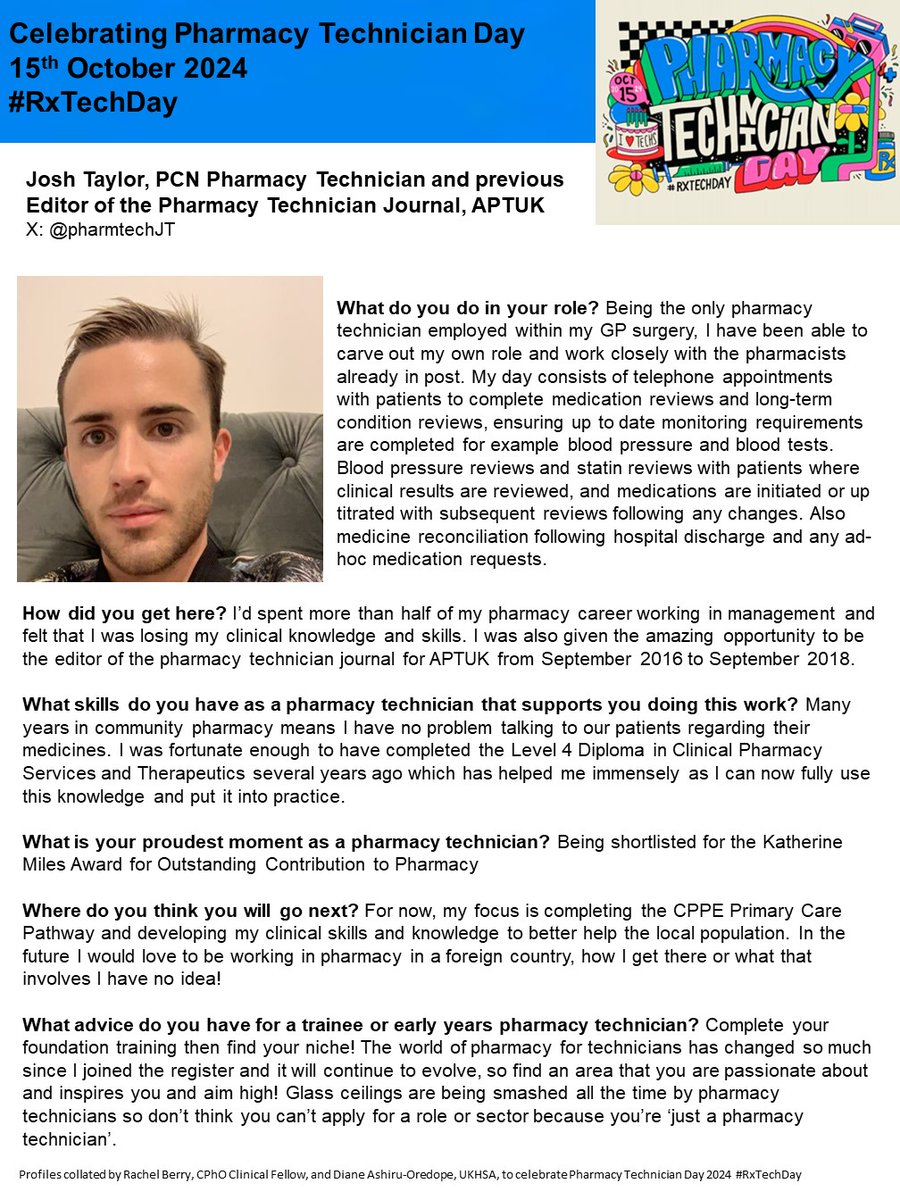 DrDianeAshiru's tweet photo. 3/ Celebrating some of the amazing Pharmacy Technicians working in the UK, in recognition of 2024 #PharmacyTechnicianDay #RxTechDay 

#WearePharmacy

In this third post find out about 
@I_am_LisaGreen @pharmtechJT @selinatumani @SukiTagger https://t.co/CBvnCRZT29