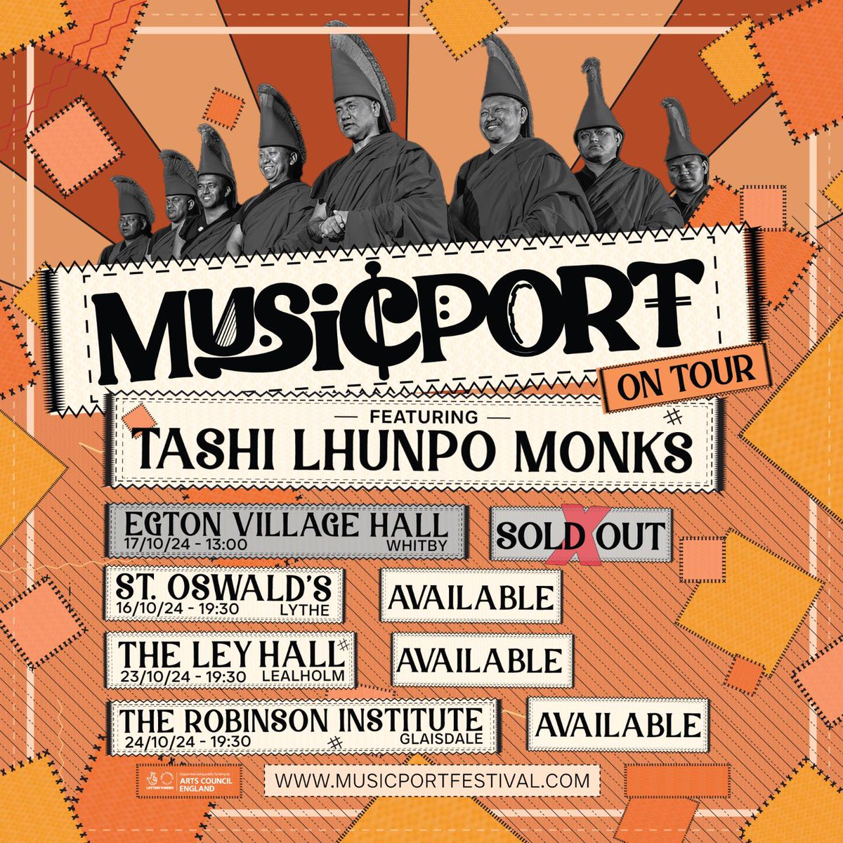 We’re thrilled to announce that Musicport on Tour featuring the incredible Tashi Lhunpo Monks at Egton Village Hall is officially SOLD OUT! Tickets available - link in bio