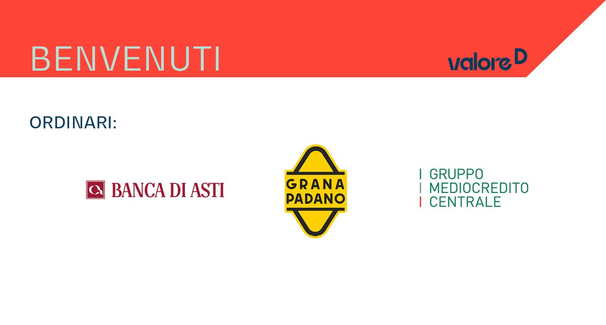 Valore D (@valored) on Twitter photo Promuovere la diversità e l'inclusione insieme alle nostre aziende associate richiede impegno, collaborazione e sostegno reciproco: ringraziamo tutte le imprese che hanno scelto di supportarci.
Questo mese diamo il benvenuto a <a href="/bancadiasti/">Banca di Asti</a> <a href="/GranaPadanoDOP/">Grana Padano DOP</a> <a href="/MediocreditoC/">Mediocredito Centrale</a> Promuovere la diversità e l'inclusione insieme alle nostre aziende associate richiede impegno, collaborazione e sostegno reciproco: ringraziamo tutte le imprese che hanno scelto di supportarci.
Questo mese diamo il benvenuto a <a href="/bancadiasti/">Banca di Asti</a> <a href="/GranaPadanoDOP/">Grana Padano DOP</a> <a href="/MediocreditoC/">Mediocredito Centrale</a>