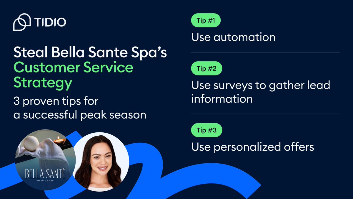 Tidio (@tidiochat) on Twitter photo Ever wondered how <a href="/bellasantespas/">bellasantespas</a> keeps customers coming back? We’re sharing 3️⃣ powerful tips to supercharge your customer service this season. Want more? Sign up for our free on-demand webinar for an in-depth look: bit.ly/4dFDbdI 🎥
#CustomerService #PeakSeasonSuccess Ever wondered how <a href="/bellasantespas/">bellasantespas</a> keeps customers coming back? We’re sharing 3️⃣ powerful tips to supercharge your customer service this season. Want more? Sign up for our free on-demand webinar for an in-depth look: bit.ly/4dFDbdI 🎥
#CustomerService #PeakSeasonSuccess