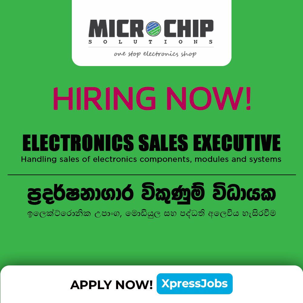 xpress_jobs's tweet image. Microchip Solutions (Pvt) Ltd is hiring Electronics Sales Executive &amp;amp; Showroom Sales Executive

Apply via xpress.jobs/Organization/1…

#MicrochipSolutions #HiringNow #SriLankaJobs #ElectronicsJobs #SalesCareers #JoinOurTeam #ApplyNow #XpressJobs