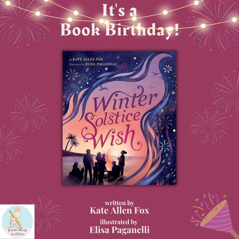 🎂Happy book birthday to Winter Solstice Wish written by @kateallenfox and illustrated by Elisa Paganelli!🎂⁠
⁠
On the shortest day of the year, people reach out for light--and one another--in this luminous, lyrical winter solstice story.

Order: ⁠
amazon.com/Winter-Solstic… 
⁠