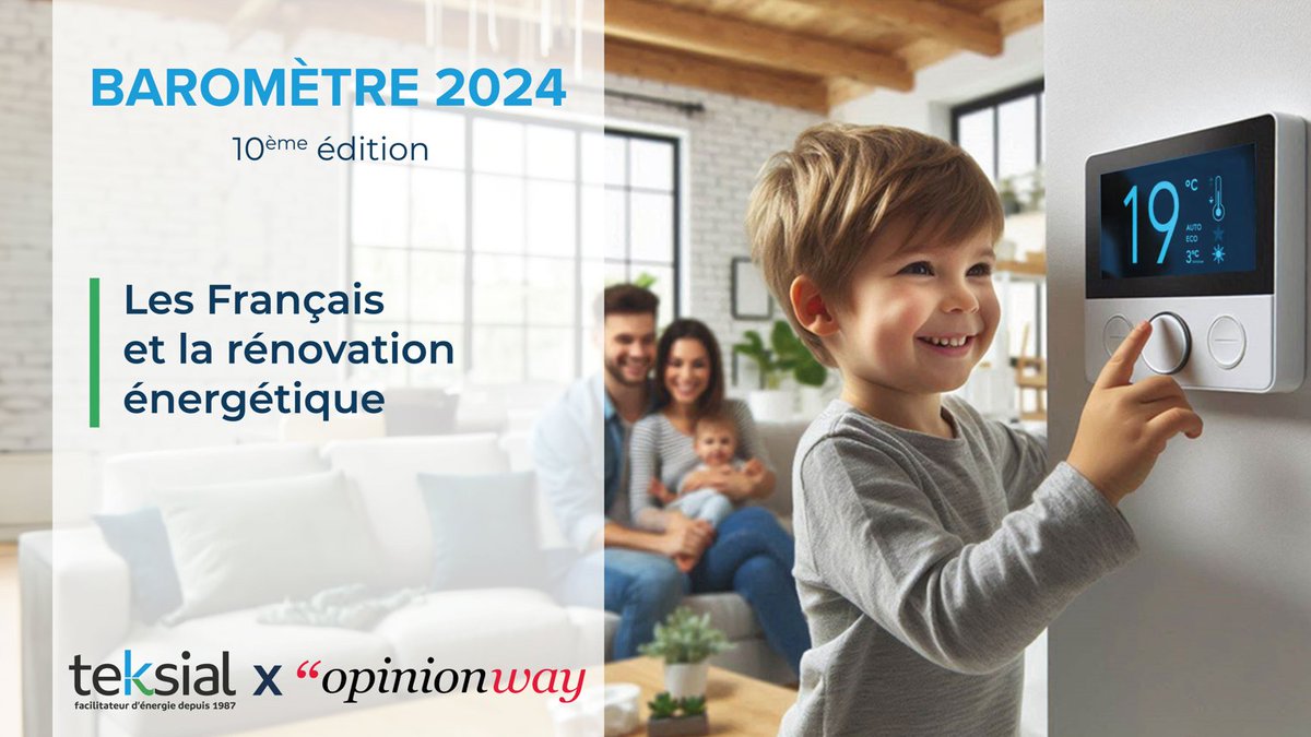 #BaromètreTEKSIAL 

Les résultats de la 10ème édition du Baromètre "les Français et la #RénovationEnergétique" réalisé pour TEKSIAL avec <a href="/opinionway/">OpinionWay</a>  ont été dévoilés. 

👉bit.ly/3A1QB6a