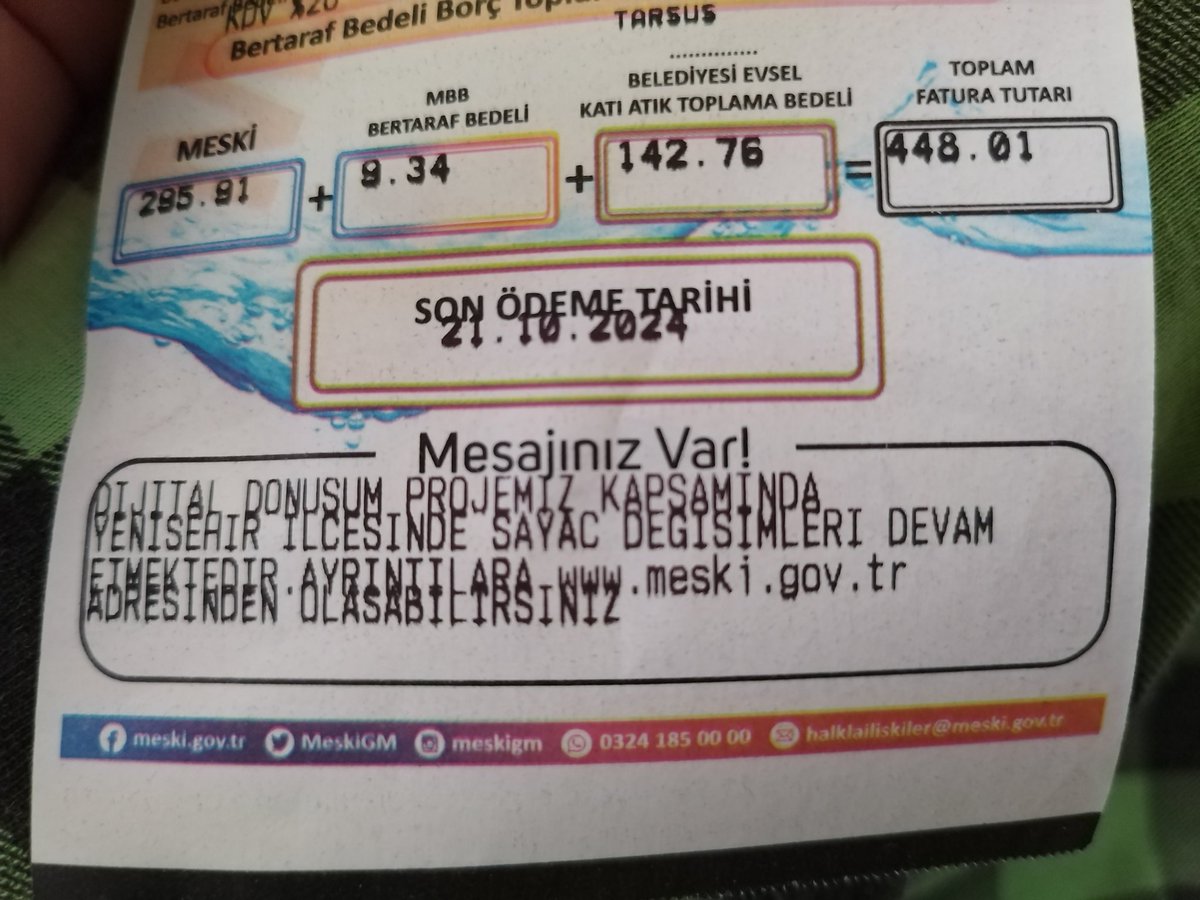 Bu nedir ya? <a href="/MeskiGM/">MESKİ Genel Müdürlüğü💧</a>  <a href="/mersin_bld/">Mersin Büyükşehir Belediyesi</a> <a href="/tarsusbeltr/">T.C. Tarsus Belediyesi</a>  tonuna 23 lira verdigim suyun ustune bir ton bir sey ekleniyor ve fiyat buna cikiyor. 1. Kademe çünkü evde bile degildim. Bana bir açıklama yapmalısınız.