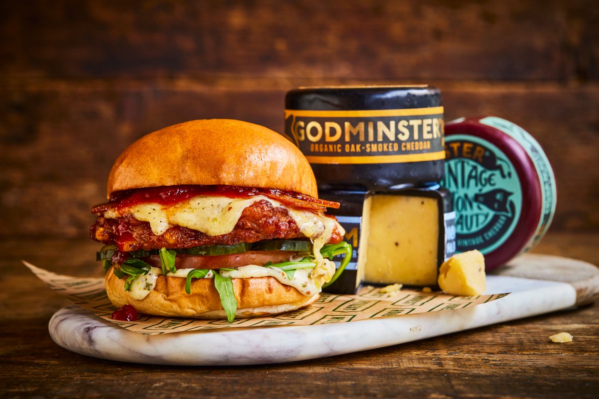 Introducing our cheesiest burger ever, the Ultimate Cheddar - a medley of three Godminster organic cheddars: Vintage Bruton Beauty, Oak-Smoked Cheyney’s Fortune and Mature with Black Pepper. Have it your way! Available until 18 November 🧀🍔
