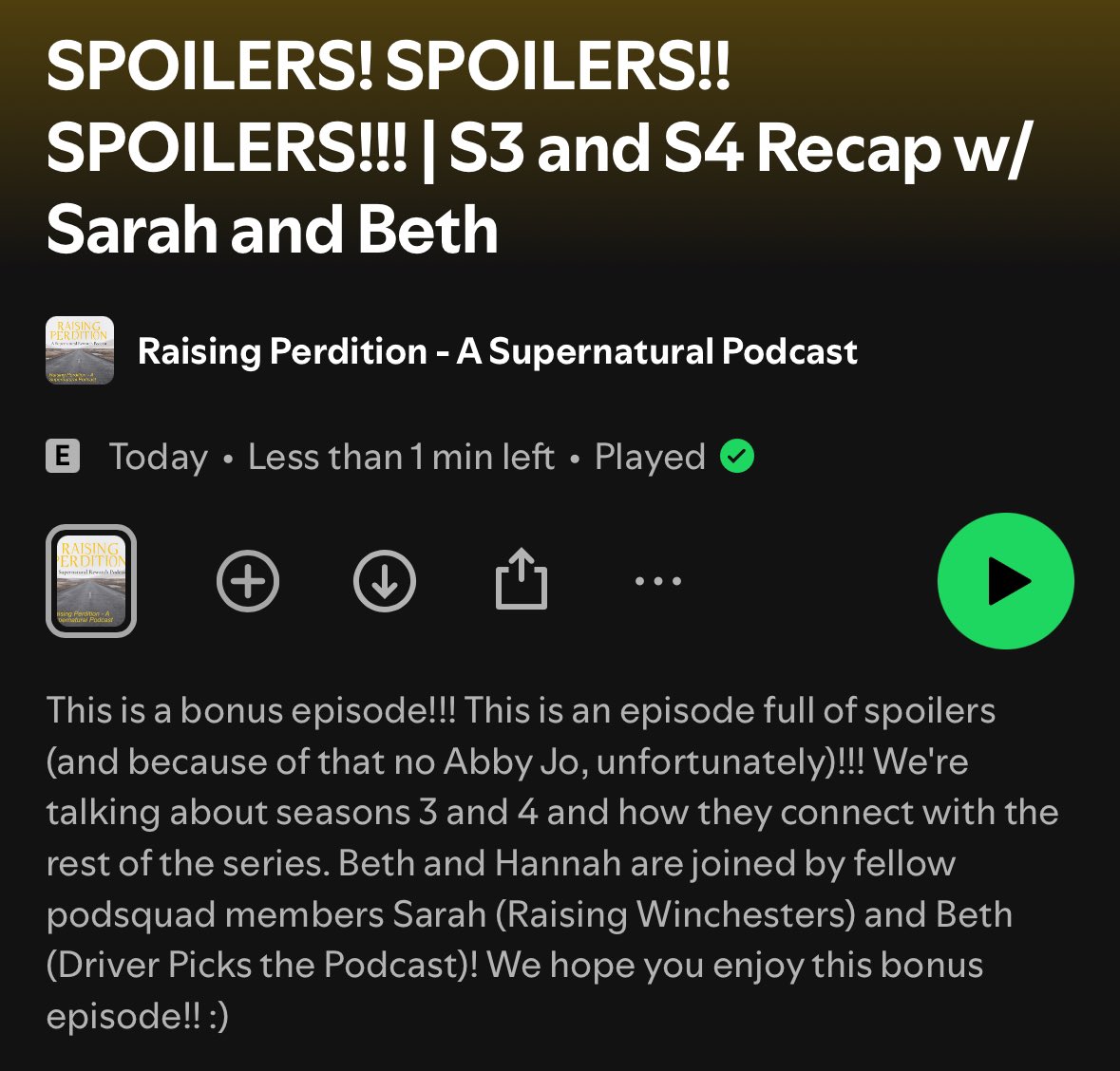 RPerditionPod's tweet image. ‼️BONUS EPISODE AVAILABLE‼️

In this episode, Beth and Hannah discuss seasons 3 and 4 (and definitely never get off topic) with fellow podsquad members Sarah (@scurtscurt) and Beth (@driverpickspod). 

This episode is full of spoilers, so listeners beware!! Link in bio 😊