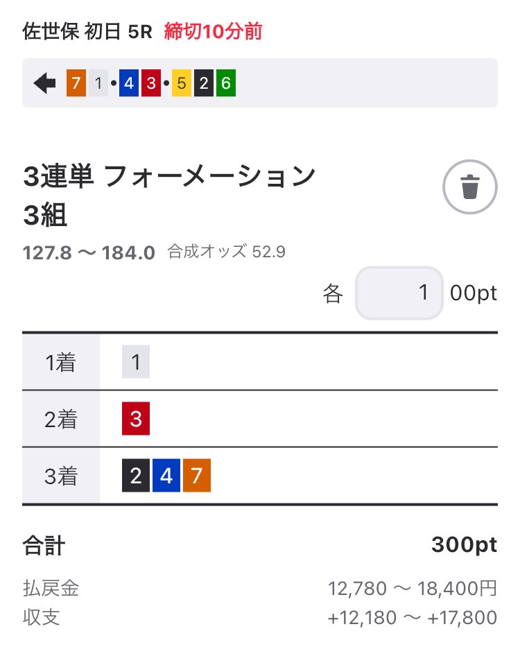 bunsekinomasa's tweet photo. 佐世保５Ｒ　ここは⑦=①でいいんだろうけど⑦が垂れたり突き放したりで #分析のマサ https://t.co/CGRgildRuL