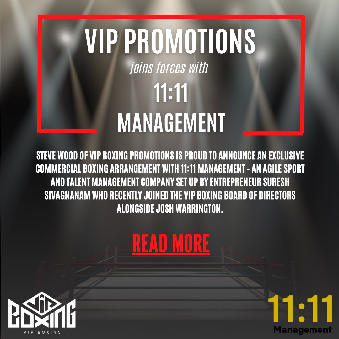 vipboxing's tweet photo. ✨🥊VIP Promotions joins forces with 11:11 Management 🥊✨

read the full article 👀📰

https://t.co/5caG6OSMHx

@SteveWoodVIP @J_Warrington 
#VIPPromotions #1111Management #ExcitingTimes https://t.co/XowhDQ0qqd