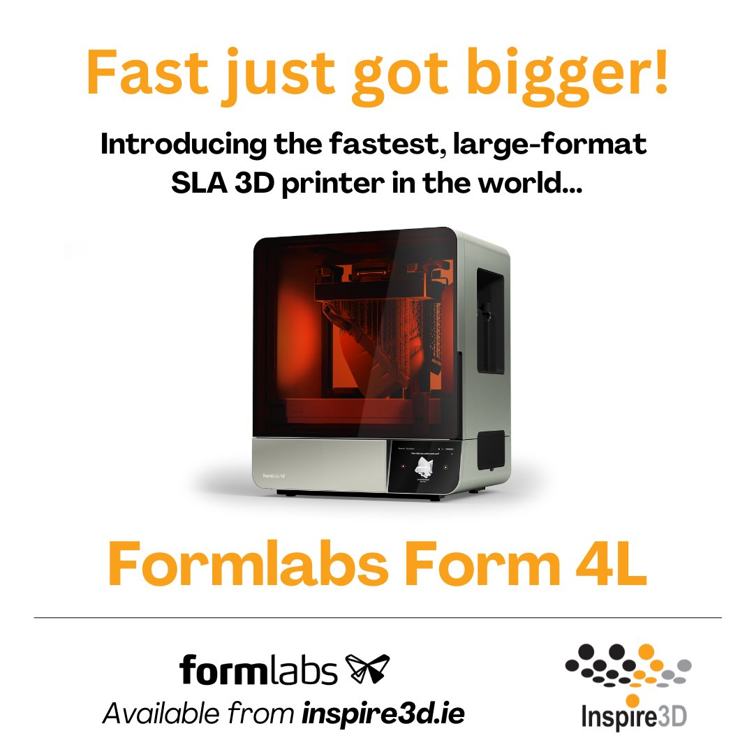 Introducing Form 4L — The new, blazing fast large-format SLA printer from <a href="/formlabs/">Formlabs</a> 

➡️4.6x larger build volume than Form 4 

➡️Plus, Formlabs SLA and SLS ecosystems are now finally open.

Learn more about Form 4L:
inspire3d.ie/product/form-4…
