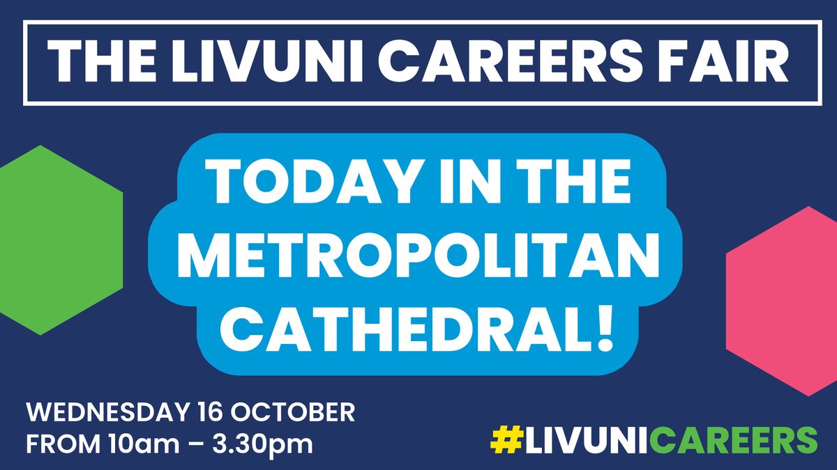 Careers & Employability, University of Liverpool (@livunicareers) on Twitter photo 🚀 Don't miss the <a href="/Livuni/">University of Liverpool</a> Careers Fair taking place today!🎓
Visit the Metropolitan Cathedral from 10am-3.30pm to meet with top employers looking to hire Liverpool students for YINI placements, internships, and graduate roles.
Find out more: news.liverpool.ac.uk/2024/10/07/122…✨ 🚀 Don't miss the <a href="/Livuni/">University of Liverpool</a> Careers Fair taking place today!🎓
Visit the Metropolitan Cathedral from 10am-3.30pm to meet with top employers looking to hire Liverpool students for YINI placements, internships, and graduate roles.
Find out more: news.liverpool.ac.uk/2024/10/07/122…✨