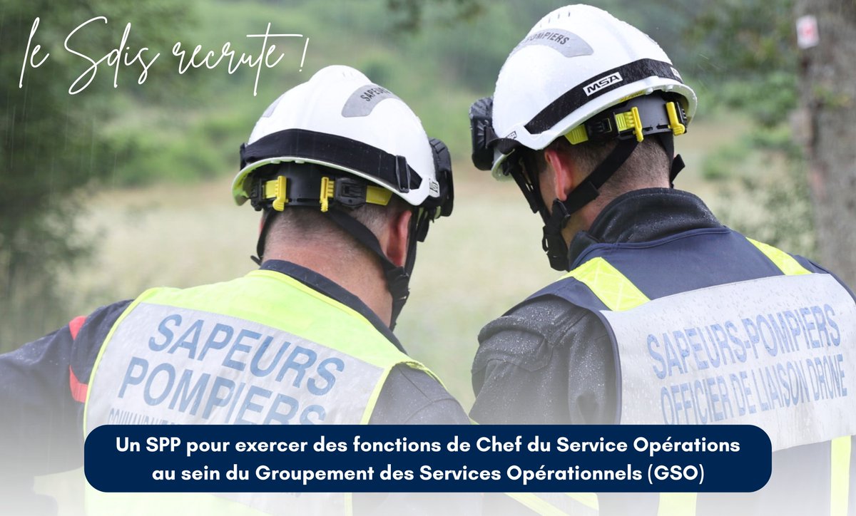 [#RECRUTEMENT]
📩Le SDIS de l’Allier recrute :
➡️1 chef de service opérations au sein du groupement des services opérationnels. Poste basé à l'Etat-Major à Yzeure.
🗓️Date limite de candidature : 20 novembre 2024.
👉Tous les détails ici : sdis03.com/rejoindre-l-av…