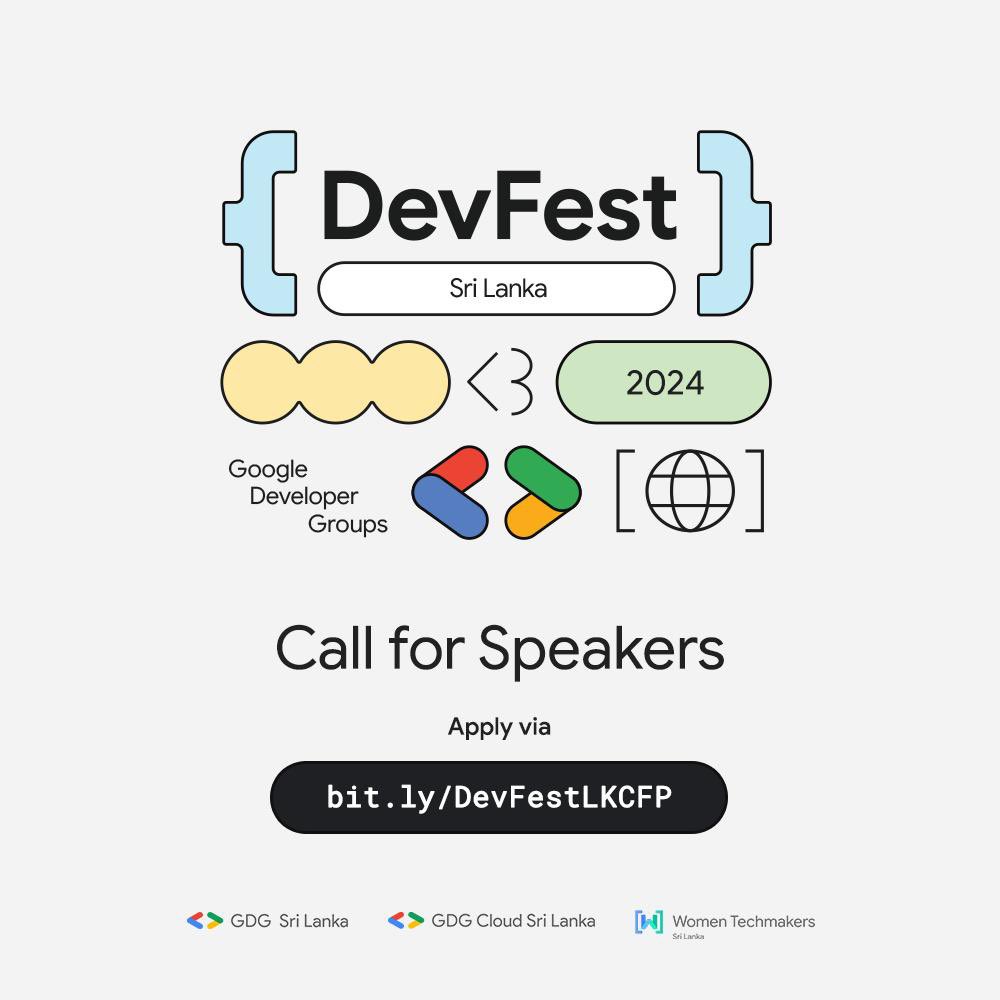 GDGLK's tweet photo. ๐๏ธ Call for Speakers for GDG DevFest Sri Lanka 2024 is NOW OPEN! ๐
Got a tech topic to share? Submit your talk and inspire the community! ๐
Link: https://t.co/GtRdioez6L
#TechCommunity #CFPOpen #GoogleforDevelopers #DevFestSL2024 #DevFestLK #GDGSL #GDGCLOUDSL #WTMSL https://t.co/DJkgTw8gyH