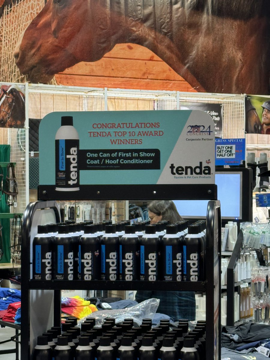 TendaHorse's tweet photo. First in show at the All American Quarter Horse Congress?

Each Top 10 Award winner receives a complimentary FIRST IN SHOW conditioner available for pickup at the Schneider’s Tack and Saddlery booth!

#tendahorse #firstinshow #qhcongress https://t.co/Jc6rgImST2