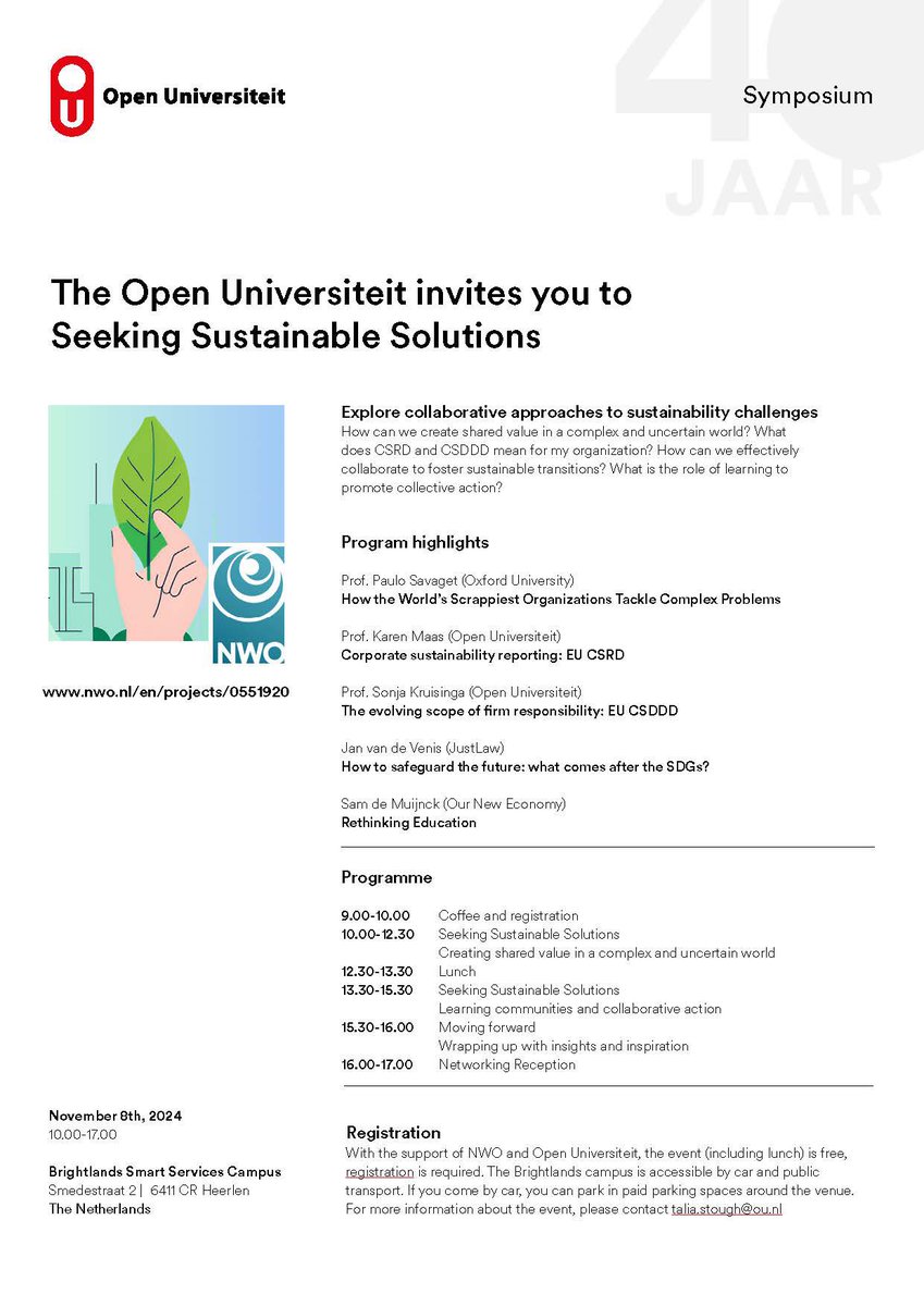 How can we create shared value in a complex world? What do CSRD and CSDDD mean for your organization? How can learning and collaboration drive sustainable transitions? Find out at the event: Seeking Sustainable Solutions - 8 Nov 2024 - register here: shorturl.at/5h8eQ