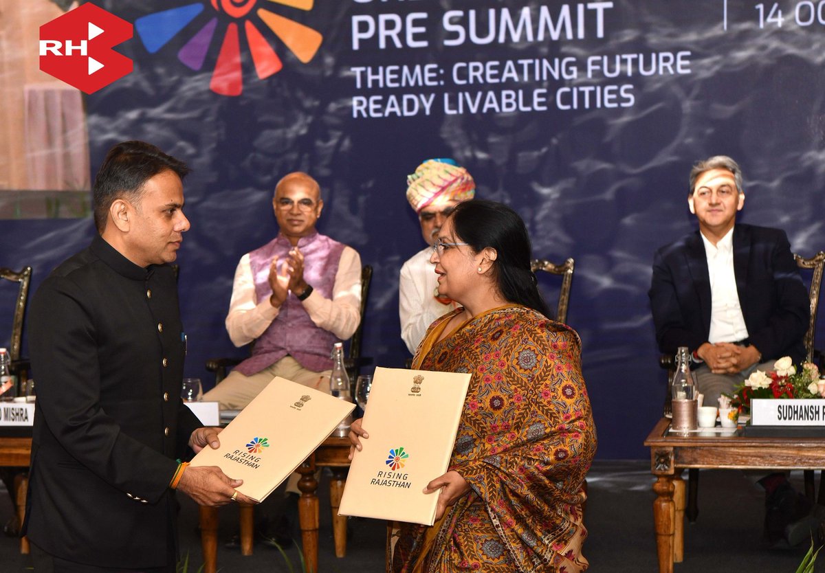Thrilled to announce that 14 companies have signed MoUs worth ₹3,315 Cr with RHB at the Pre-Summit of Urban Development &amp; Housing Dept. under the #RisingRajasthan initiative! 🌟 This marks a major leap towards innovative, sustainable urban transformation. 🏙️✨ #UrbanDevelopment
