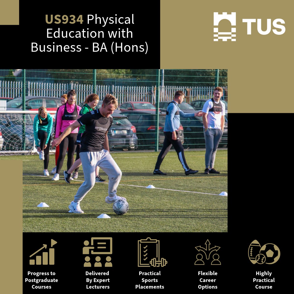🚨 New course alert 🚨 🤸‍♀️ US934 Physical Education with Business 🎾

🔗 For more information check out the links in our bio or tus.ie/courses/us934 and make US934 your CAO choice 👩‍🏫