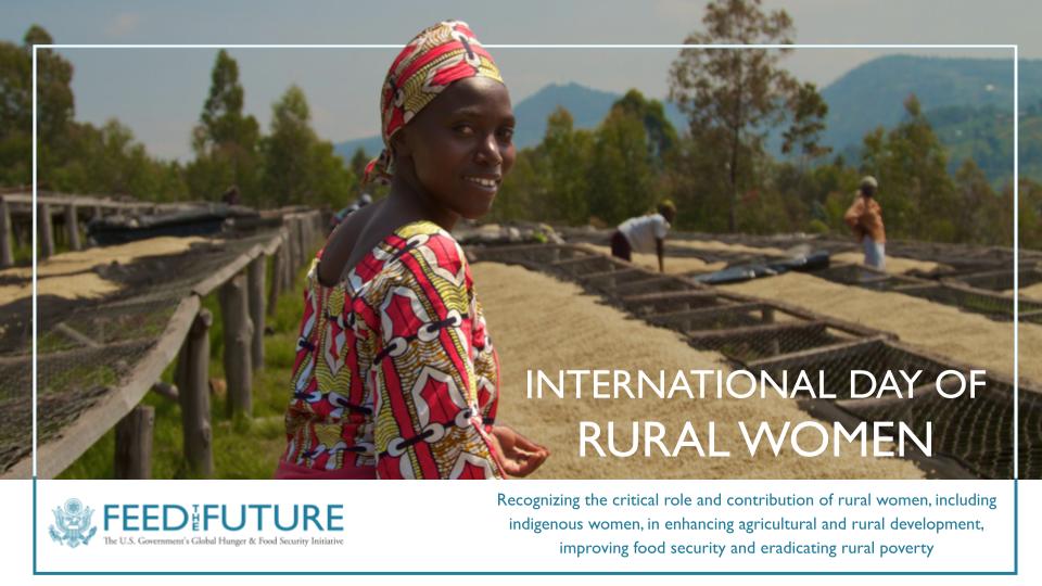The contributions of #ruralwoman are the backbone of global #foodsystems. I hope you'll take some time today to explore stories from across <a href="/FeedtheFuture/">Feed the Future</a> that showcase how these women are strengthening food security for their families &amp; communities: feedthefuture.gov