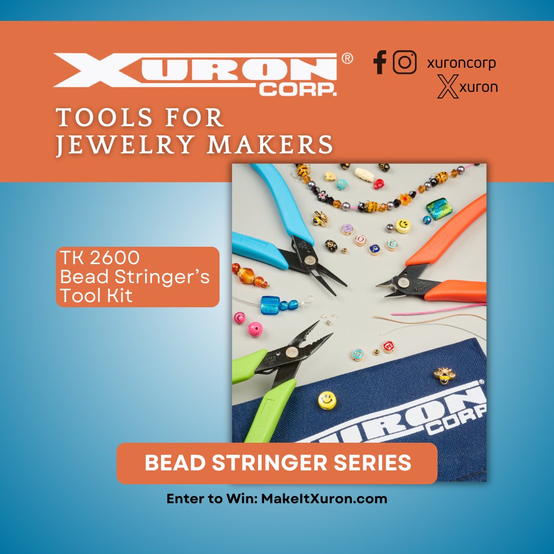 Xuron's tweet image. Unleash your creativity with the Xuron® TK 2600 Bead Stringer&apos;s Tool Kit! 🌟 With precision tools like the Micro-Shear® Flush Cutter and Four-in-One Crimping Pliers, it&apos;s a must for jewelry makers. Subscribe for tips &amp;amp; exclusive offers! #JewelryMaking #XuronTools