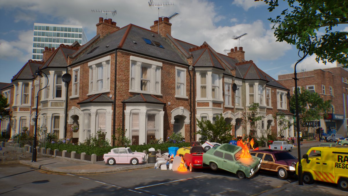 cxtxna_'s tweet image. Final thing ill post before dissapearing for a couple months again, #FunkoFusion #ShaunOFTheDead work ive done, building the terrace houses was a challenge~ &amp;gt;_&amp;lt; I enjoyed painting the landscape and other work along side the houses~ #environmentart #3dart
