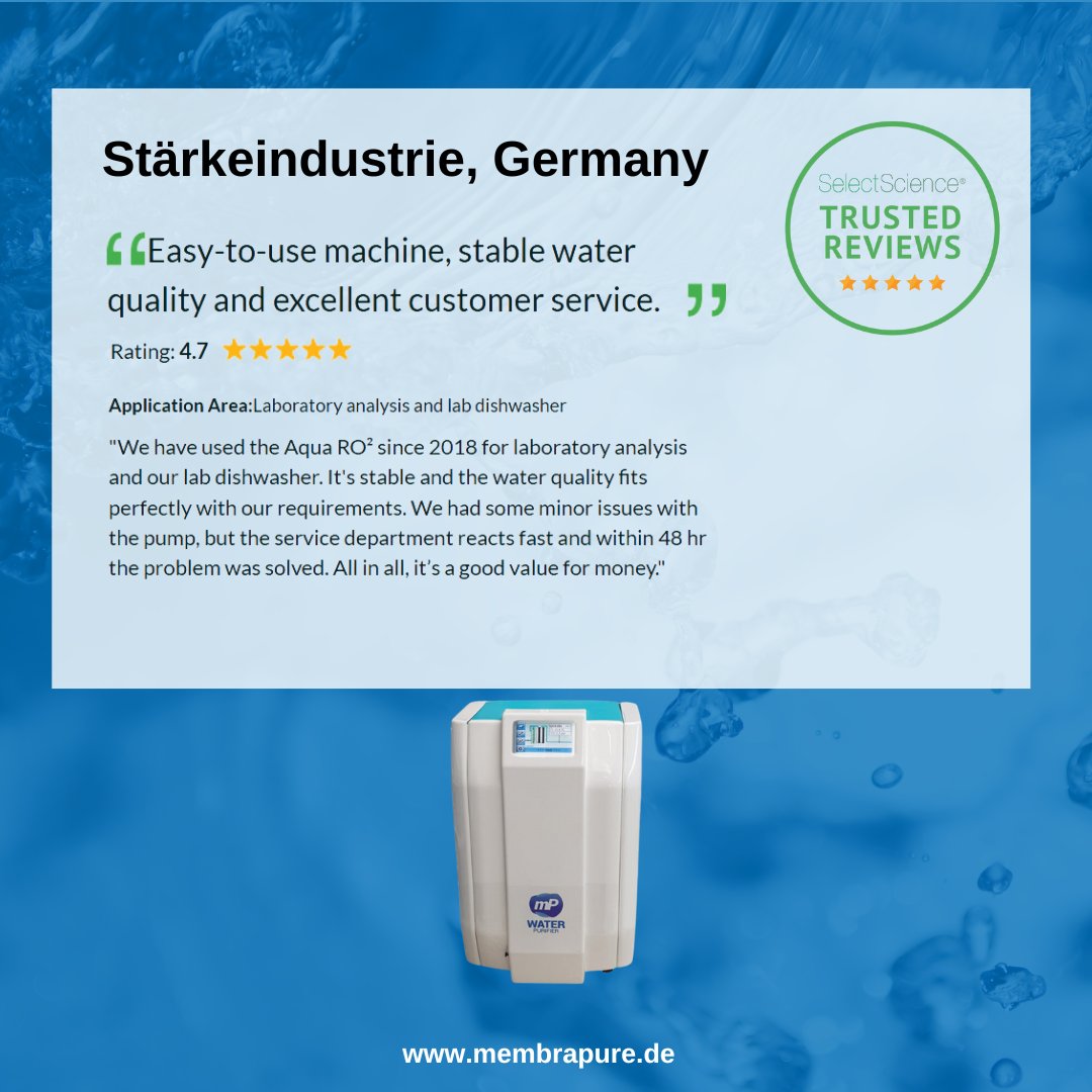 membra_pure's tweet image. 🌟 Happy Review Monday! 🌟 🗓️

It’s time to shine a spotlight on another review 📝✨ of our AquaRO and EDI product line 🌊💧

We invite you to share your own review too! 💬

 #waterpurification  #review #SelectScience @selectscience #madeingermany #membrapure