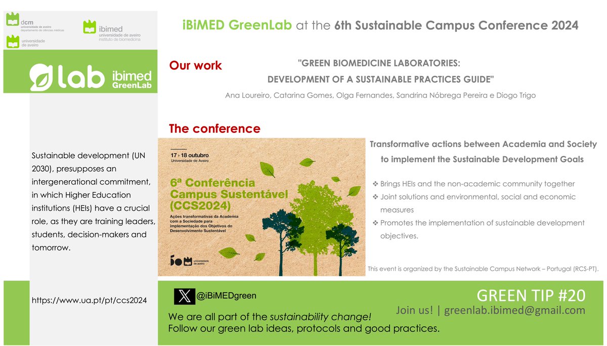 iBiMED Green Lab (@ibimedgreen) on Twitter photo We'll be at the 6th Sustainable Campus Conference 2024 <a href="/UnivAveiro/">Universidade Aveiro</a>
ua.pt/pt/ccs2024
The RCS network's mission is to promote and support academic and scientific cooperation, as well as coordinate actions for sustainable development.
<a href="/ibimed_ua/">Institute of Biomedicine - iBiMED</a> <a href="/greenlabsPT/">Green Labs Portugal</a> <a href="/SELS_Network/">Sustainable European Laboratories Network</a> We'll be at the 6th Sustainable Campus Conference 2024 <a href="/UnivAveiro/">Universidade Aveiro</a>
ua.pt/pt/ccs2024
The RCS network's mission is to promote and support academic and scientific cooperation, as well as coordinate actions for sustainable development.
<a href="/ibimed_ua/">Institute of Biomedicine - iBiMED</a> <a href="/greenlabsPT/">Green Labs Portugal</a> <a href="/SELS_Network/">Sustainable European Laboratories Network</a>