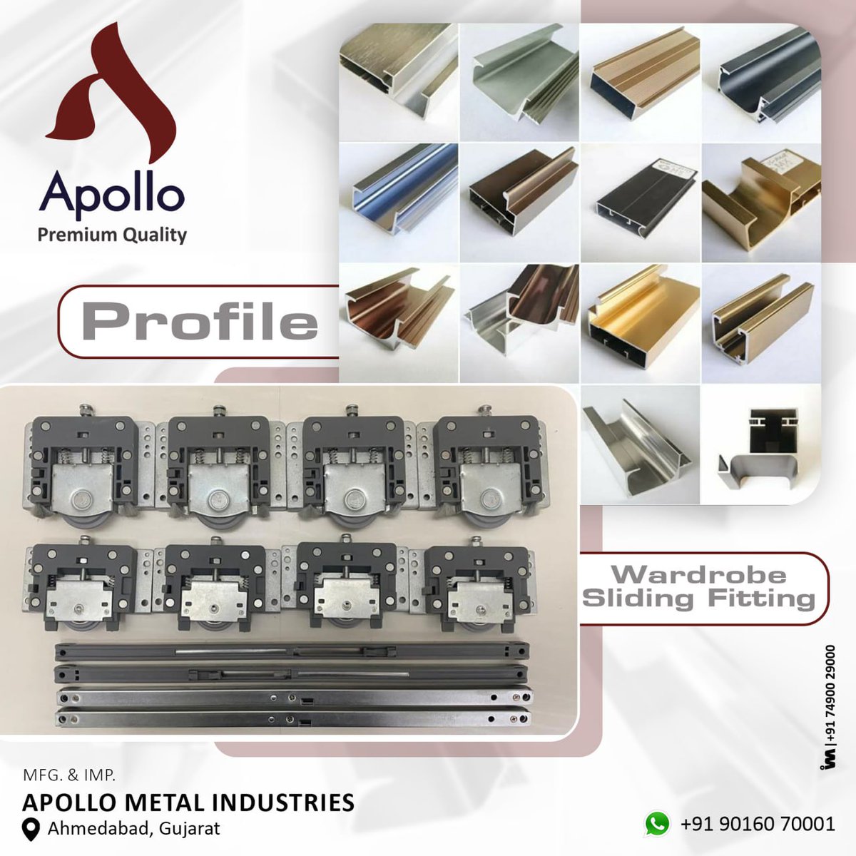 ibais_hardware's tweet photo. APOLLO METAL INDUSTRIES - AHMEDABAD

For enquiry via WhatsApp click:
https://t.co/QEPQIkKeT6

Mr. Dinesh Modi : +91 90160 70001
#aluminiumprofile #Gprofile  #profilehardware #wardrobeslidingfitting #wardrobefitting #hardware 
.
@ibais_hardware https://t.co/rBz8EP38xV