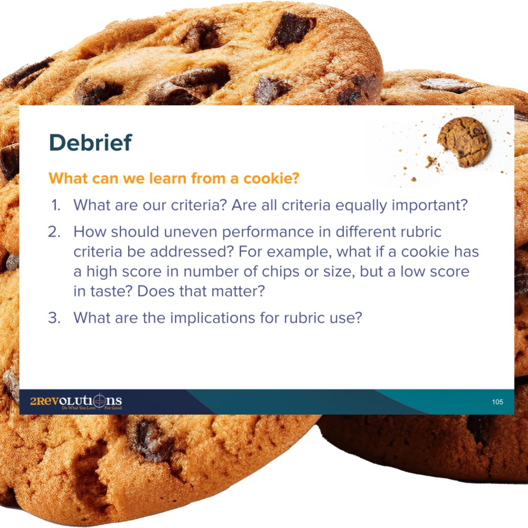 2Revolutions's tweet image. 🍪What can we learn from a cookie?

➡️ Check out a sneak peek of one of our favorite activities we did with teachers this week to build schema around rubric design as part of a larger focus on performance assessments.

#performanceassessment #studentcenteredlearning