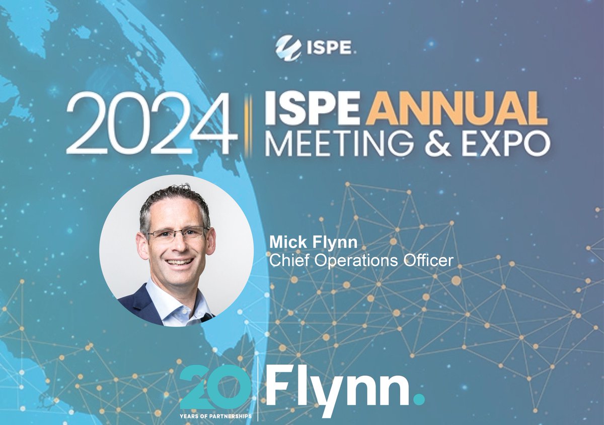 Our COO Mick Flynn will be attending the ISPE Annual Meeting &amp; Expo in Orlando, Florida, both today and tomorrow, 15th &amp; 16th October. Mick is looking forward to hearing from the featured speakers and experts, and also exchanging insights with new and existing contacts.