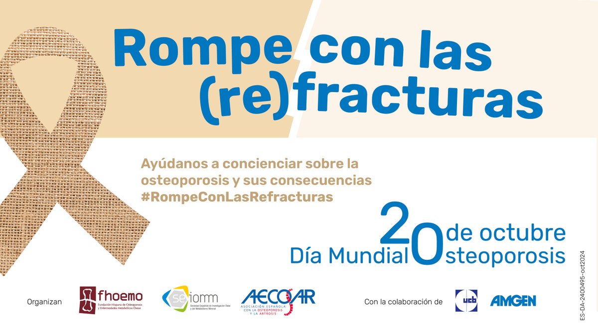 🎗️💪 Un año más nos ponemos el lazo de yute por el #DiaMundialOsteoporosis para dar visibilidad a la #osteoporosis y a su principal consecuencia, las fracturas por fragilidad. 
¡Está en nuestras manos revertir las cifras!  #RompeConLasRefracturas <a href="/FHOEMO/">FHOEMO Osteoporosis</a> <a href="/seiomm/">SEIOMM</a> @aecospacientes