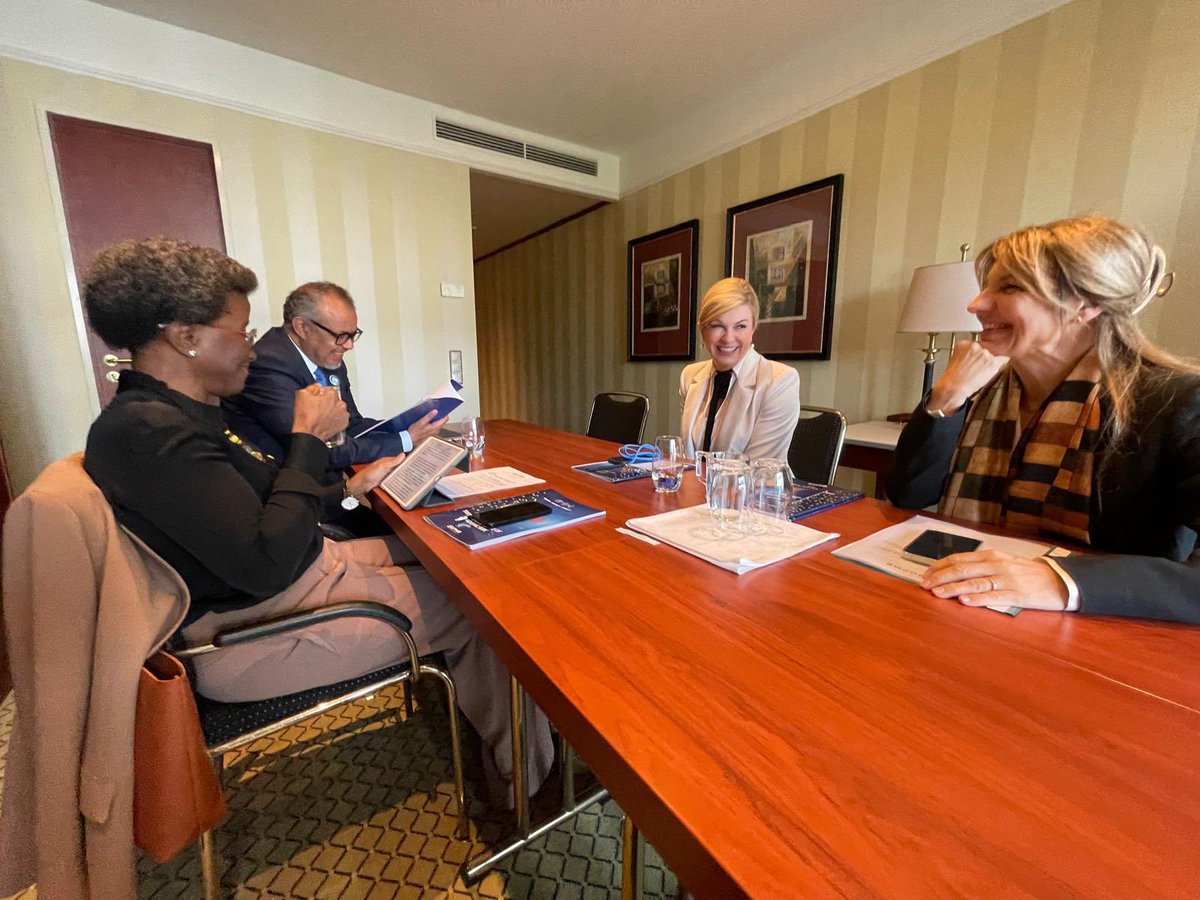 Tedros Adhanom Ghebreyesus (@drtedros) on Twitter photo Had a great discussion with <a href="/TheGPMB/">The Global Preparedness Monitoring Board</a> Co-Chairs, Former President <a href="/KolindaGK/">Kolinda Grabar-Kitarović</a> and former Minister <a href="/JoyPhumaphi_/">Joy Phumaphi</a>, about their insightful recommendations and annual report to make the world better prepared to deal with pandemics.
We agreed the #PandemicAccord, negotiated by Had a great discussion with <a href="/TheGPMB/">The Global Preparedness Monitoring Board</a> Co-Chairs, Former President <a href="/KolindaGK/">Kolinda Grabar-Kitarović</a> and former Minister <a href="/JoyPhumaphi_/">Joy Phumaphi</a>, about their insightful recommendations and annual report to make the world better prepared to deal with pandemics.
We agreed the #PandemicAccord, negotiated by