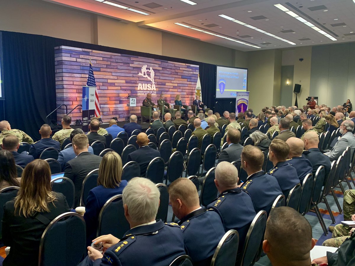 #HappeningNow at #AUSA2024 the USAREUR-AF and <a href="/NATO/">NATO</a> “Convergence in Contact: Transforming Land Power“ panel featuring NATO Allied Land Command and USAREUR-AF Commander, General Darryl Williams.