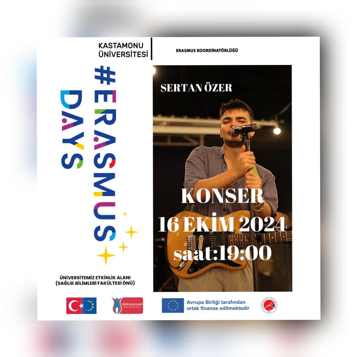 kastamonuunv's tweet photo. ErasmusDays coşkusu başlıyor! 🎉 

Uluslararası iş birliği fırsatları, heyecan verici konserler 🎶 ve etkinliklerle dolu birgün bizi bekliyor. 

Kültürel paylaşımlar, tanıtımlar ve daha fazlası için siz de bize katılın! ����

@kuerasmus 
#KastamonuÜniversitesi https://t.co/Zuna1KhjeU