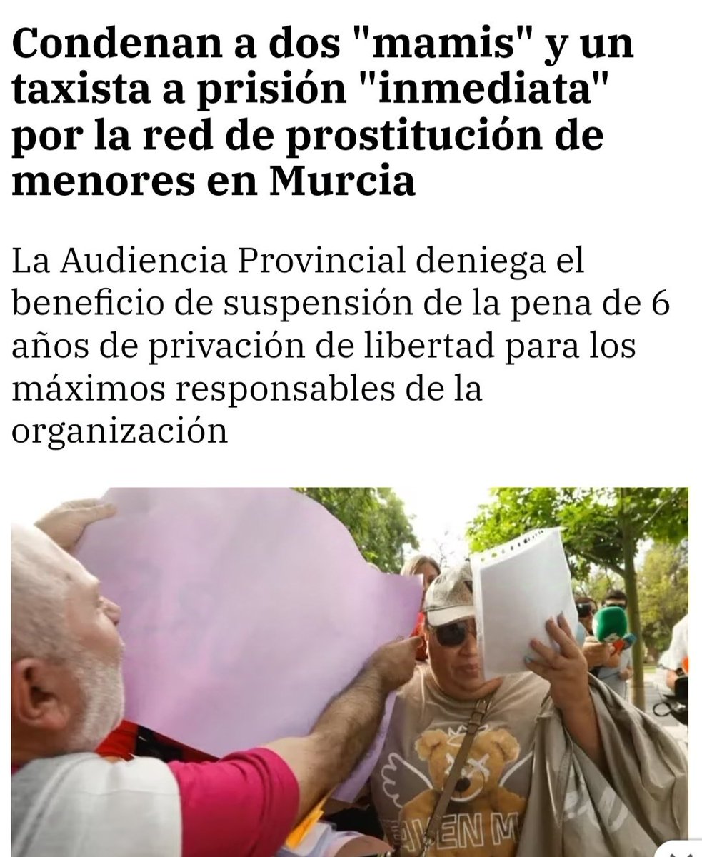 Dos de las mujeres que captaban menores para una red de prostitución en Murcia, irán a prisión 6 años. Un conductor que hacía los traslados, también.

Pero los 8 empresarios que abusaban sexualmente de ellas..¡Libres! 

Es absolutamente indignante lo de este caso. El poder del 💵