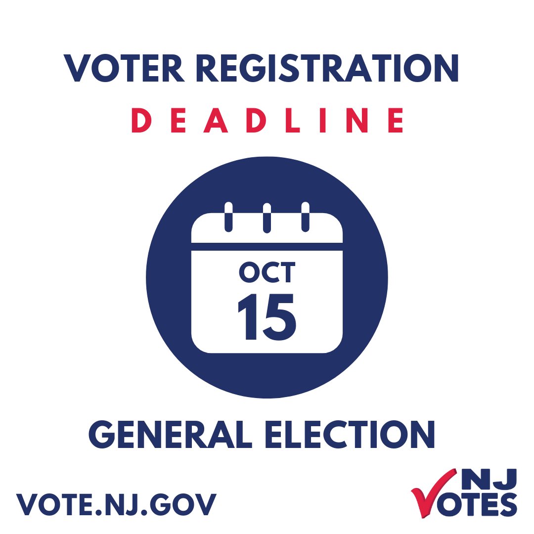 NJYoungDems's tweet photo. Today is the LAST DAY to register to vote for the upcoming election! Your voice matters, and this is your chance to make it heard. Don’t wait any longer—ensure you’re ready to participate in shaping our future. 

Register here: https://t.co/OlAOr3Twhq https://t.co/NTNDIvK0AL