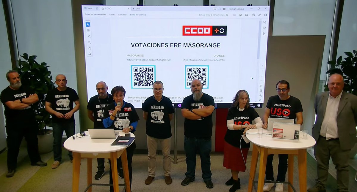 📢 Asamblea de trabajadores segundos antes de que la empresa cortase la comunicación por la presencia de nuestros compañeros de <a href="/OrangeUso/">USO ORANGE</a> 

✊ ERE EZ