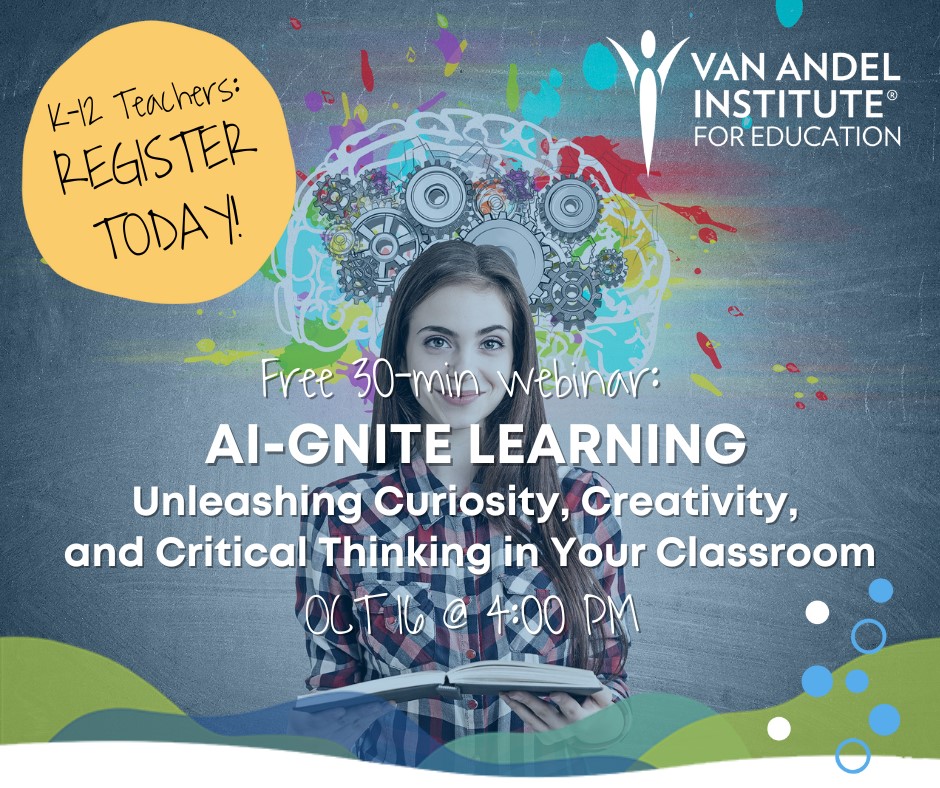 It's the final call to register for VAI Education's next  free webinar. Discover practical strategies for using AI to foster student curiosity, creativity, and critical thinking: bit.ly/4dFNhLQ #PBL #Edchat