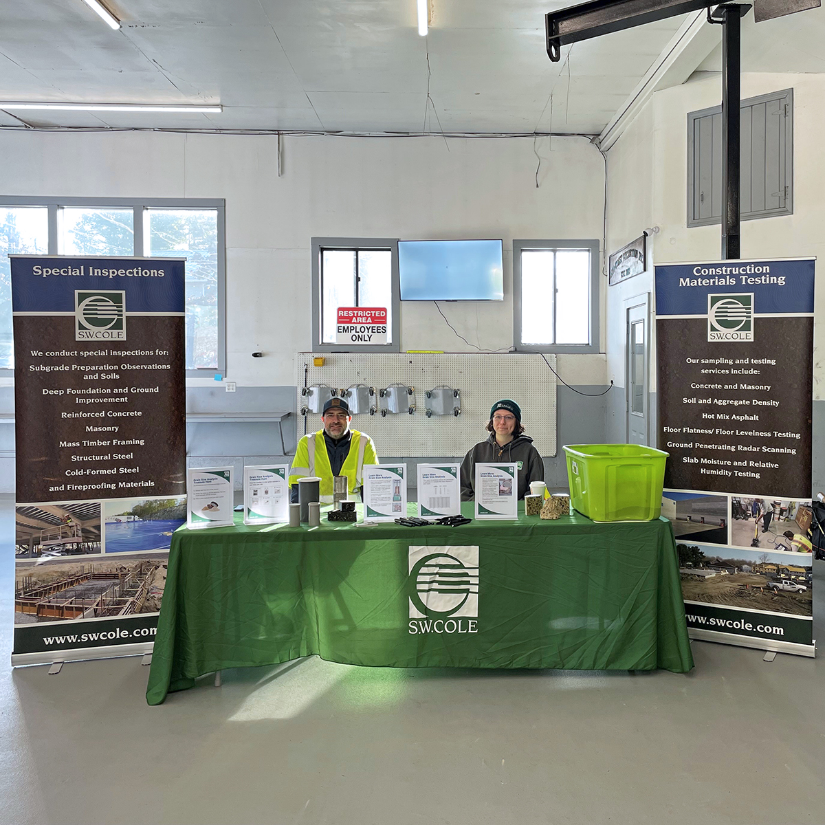 Andrew Michaud, VP of Construction Services, and Sarah Sylvia, Construction Services Coordinator, enjoyed meeting students at Maine Construction Career Day last week and speaking with the attendees about the materials testing and special inspections work that we do.